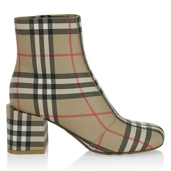 BURBERRY ARMDALE CHECK PLAID ANKLE BOOTS - Picture 1 of 14